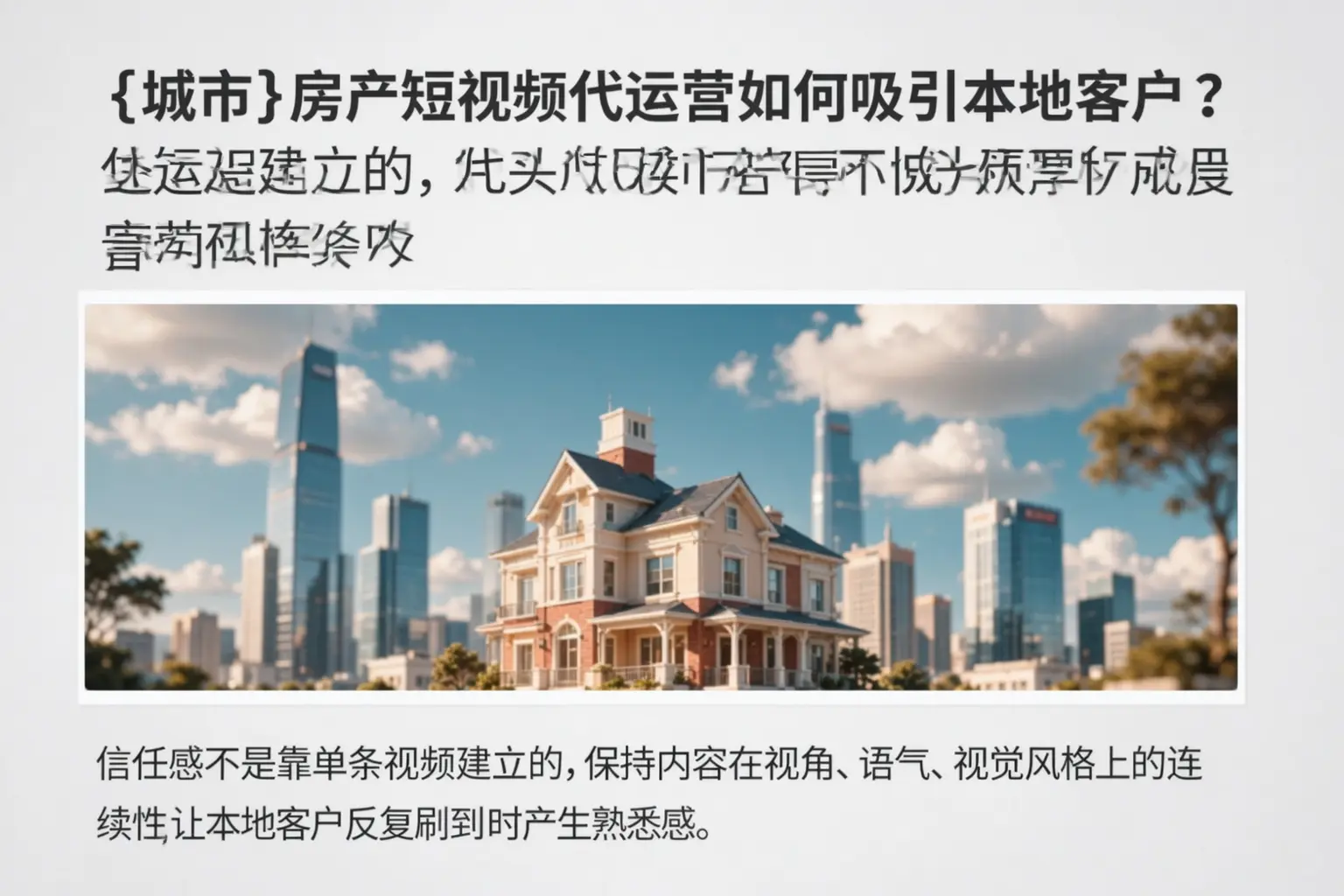 通辽房产短视频代运营如何吸引本地客户？