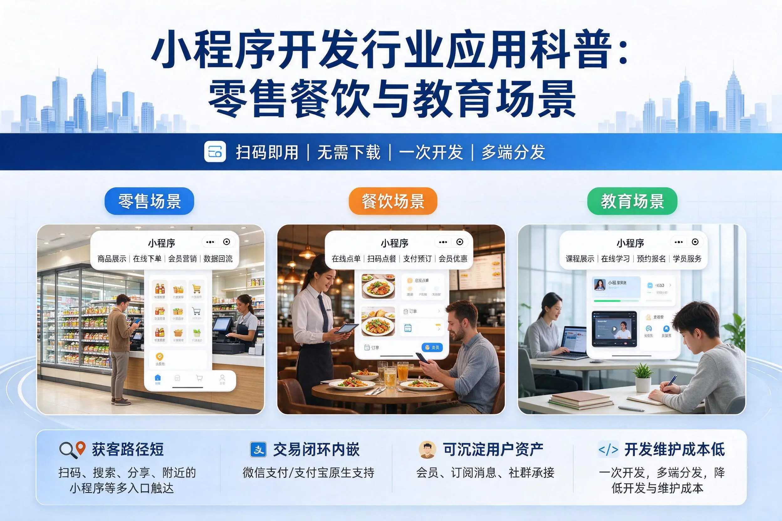 通辽小程序开发行业应用科普:零售餐饮与教育场景