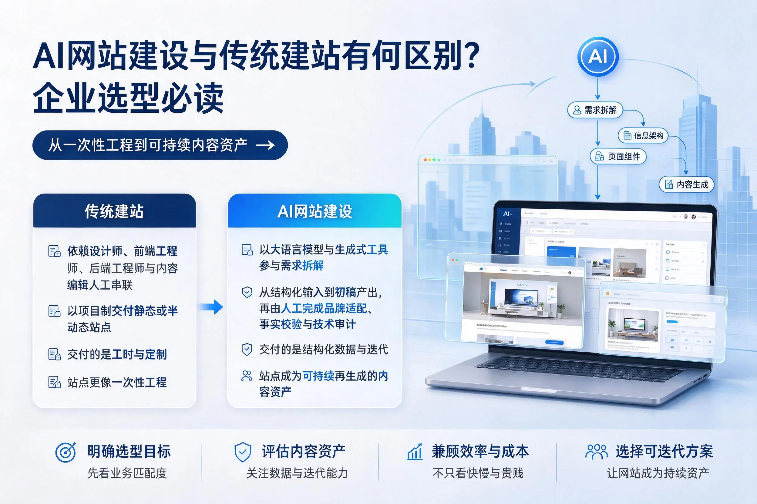 AI网站建设与传统建站有何区别？通辽企业选型必读