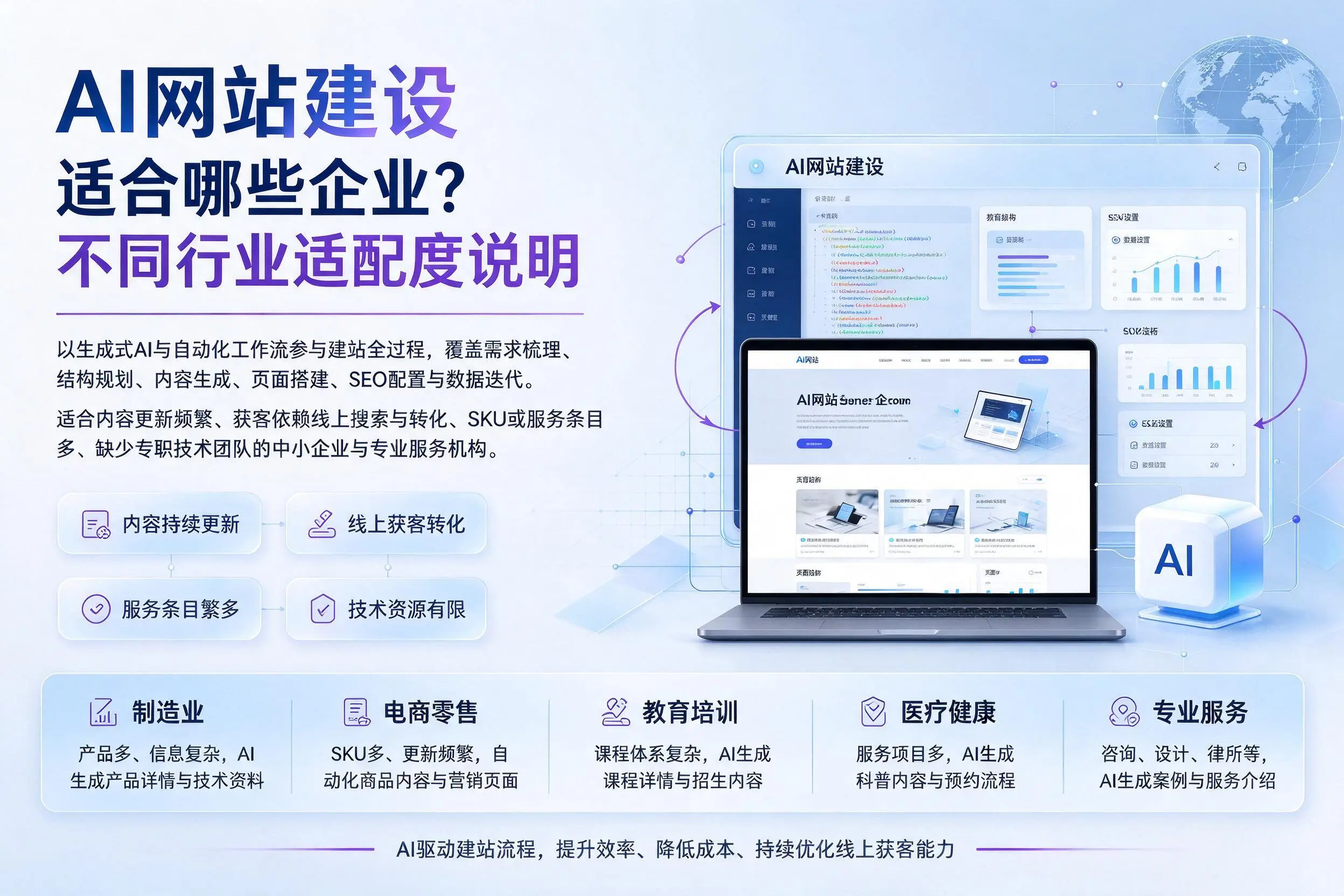 AI网站建设适合哪些企业？通辽不同行业适配度说明